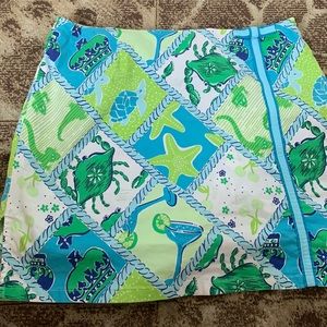 Lilly Pulitzer Blue, Green & White Sea Life Skort